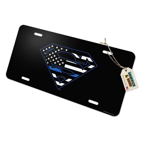 Superman Thin Blue Line Flag Shield Logo Novelty Metal Vanity Tag