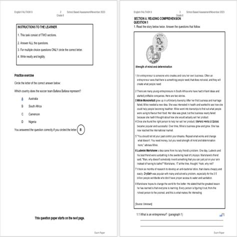 Grade English Fal November Paper And Memo Classroom