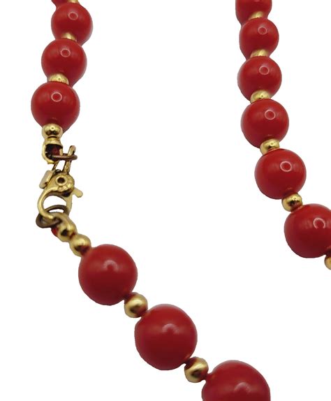 Classic Monet Cherry Red Bead 30 Inch Necklace Gold S Gem