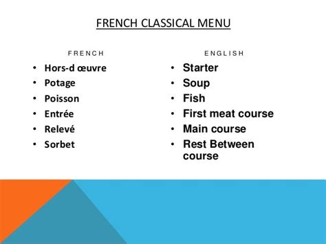 French Classical Menu