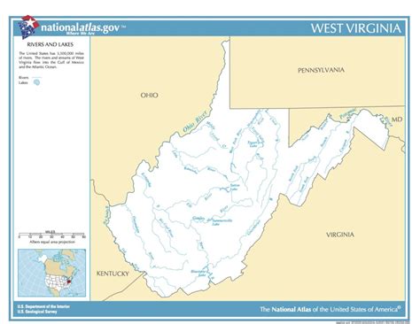 Map of West Virginia. Rivers and Lakes. - PICRYL - Public Domain Media Search Engine Public ...