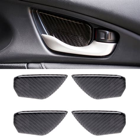 Carbon Fiber Inner Door Handle Bowl Cover Trim Decals Decorative