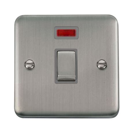 Click Deco Plus Stainless Steel A Double Pole Ingot Switch With Neon