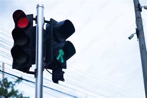 Green and red traffic lights for pedestrians Stop to allow pedestrians ...