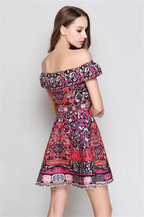 Off The Shoulder Floral Mini Dress With Sleeveless Design