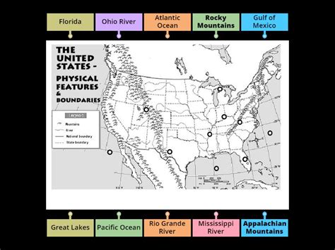 US Landforms Map - Labelled diagram