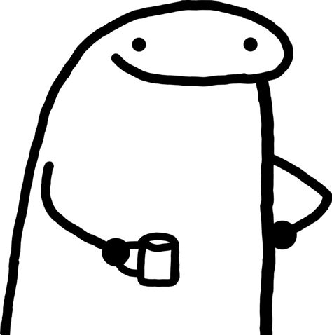 A Black And White Drawing Of A Cartoon Character Holding A Coffee Cup