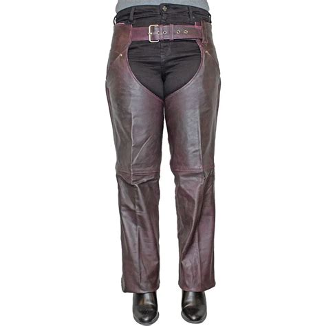 Open Road Womens Dark Purple Wash Leather Chaps Boutique Of