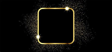 Golden Sparkling Frame In Square Shape On Black Background, Design ...