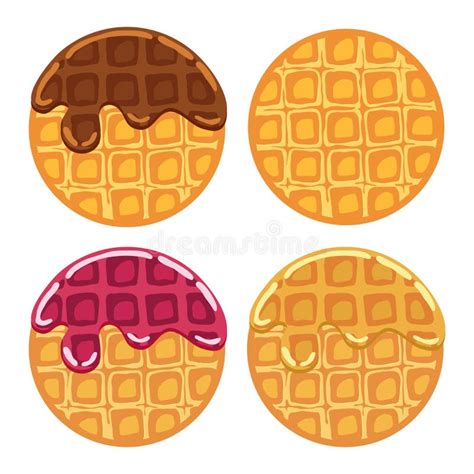 Two Belgian Waffles With Berry Stock Vector Illustration Of Delicious