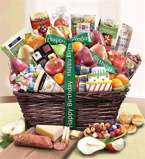 Happy Birthday Fruit And Sweets Basket Deluxe