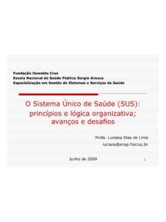 O Sistema Único de Saúde SUS princípios e lógica o sistema 218