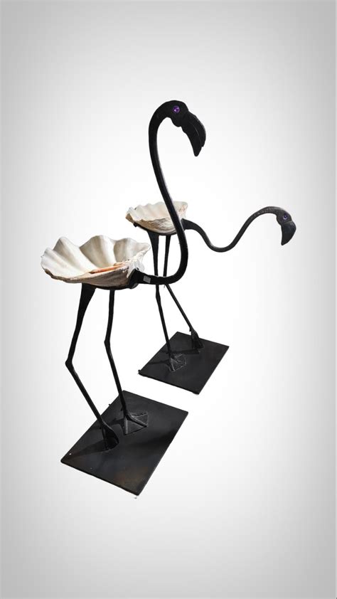 Wrought Iron Sculptures Of Life Size Flamingos For Sale At Stdibs