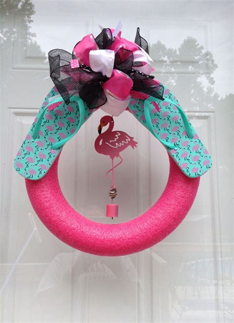 Pink Flamingo Flip Flop Pool Noodle Wreath Wreath Crafts Diy Dollar