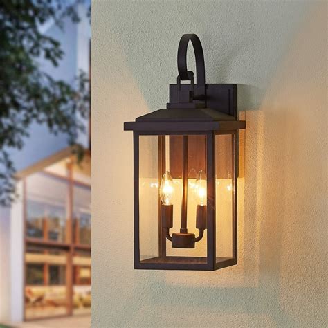 25 7 H 2 Light Large Outdoor Black Exterior Wall Lantern Sconce Light