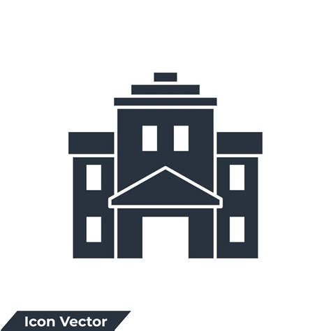 School Building Icon Logo Vector Illustration High School Symbol