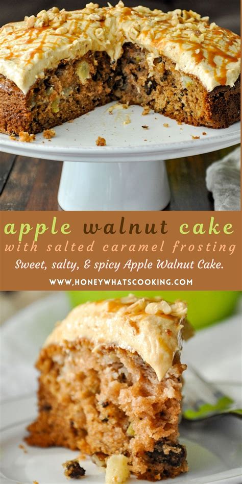 Apple Walnut Cake With Salted Caramel Frosting Honey Whats Cooking