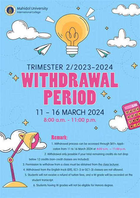 Withdrawal Period Trimester 22023 2024 Muic Mahidol University International College