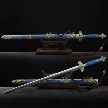 Blue Damascus Steel Qing Dynasty Swords For Sale Truekatana