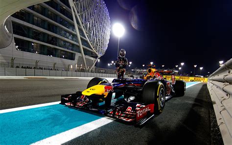 Race Car Formula One F1 Night Lights Driver Red Bull Hd Wallpaper