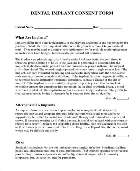 Implant Consent Form Template