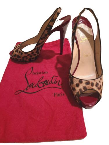 Christian Louboutin Prive Leopard Print Pony Hair Peep Toe Sling