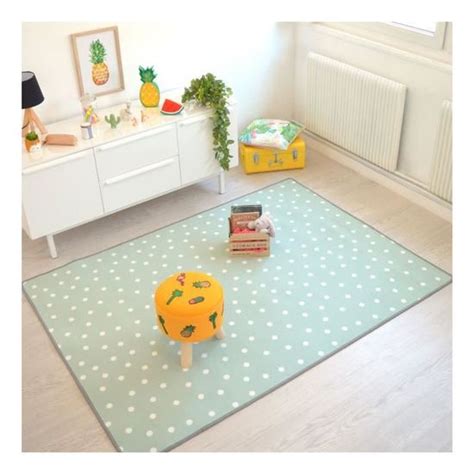 Tapis Chambre D Enfants Pois Vert 145 X 200 Cm Cdiscount Maison