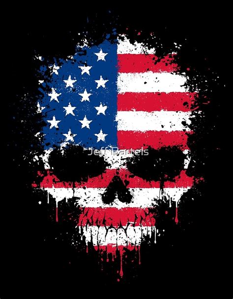 Chaotic American Flag Splatter Skull By Jeff Bartels Redbubble