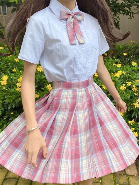 School Uniform Jk Outfit Pink Plaid Summer Sailor Suit Lolitashow