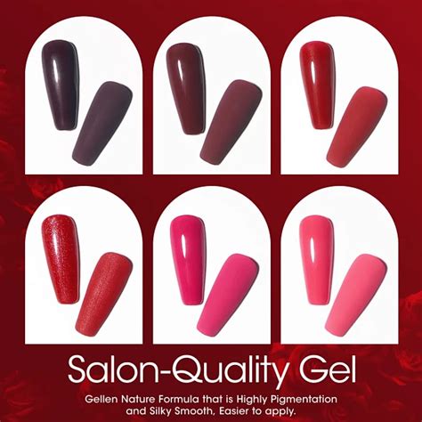 Amazon Gellen Gel Nail Polish Set Glamour Reds Magenta Maroon