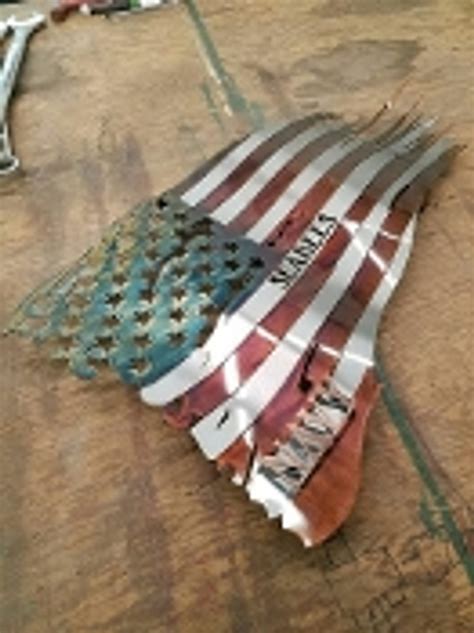 Battle Worn Seabees Patina 24 X 14 Flag Metal Worx Inc