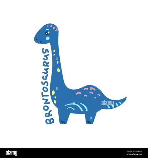 Dibujos Animados Dinosaurio Brontosaurus Lindo Personaje Dino Aislado Ilustración Juguetona De