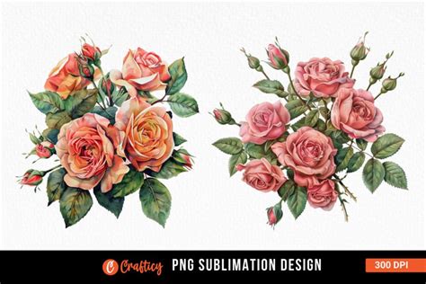 Watercolor Red Rose Bouquet Clipart