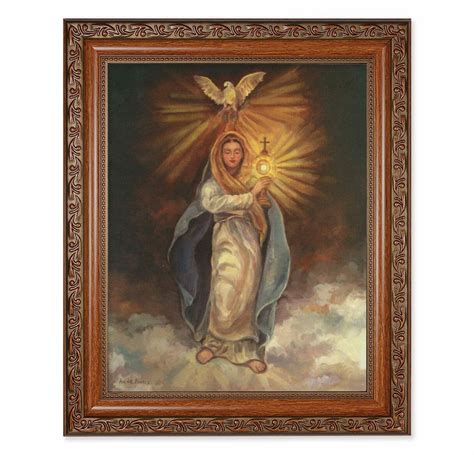 Mary With Monstrance Mahogany Finished Framed Art Buy Religious Catholic Store