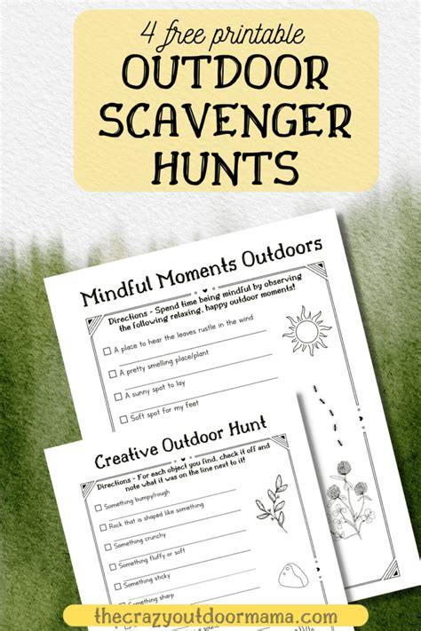 Outdoor Scavenger Hunt 5 Free Printables For All Ages The Crazy