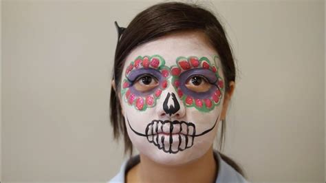 Tutorial Easy Girl Sugar Skull Face Paint Youtube