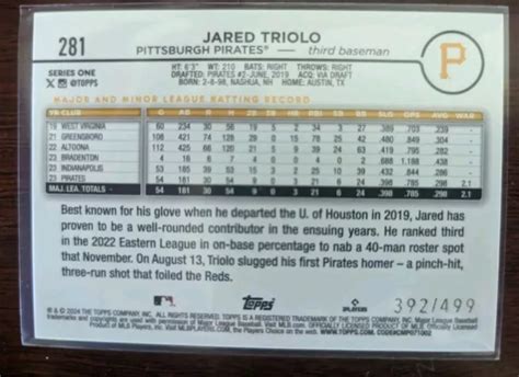 Topps Series Jared Triolo Feuille Verte Rc Sp