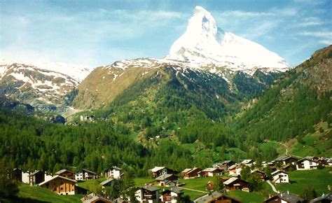 Glacier Express Train To Tasch Zermatt And Matterhorn Mountain In