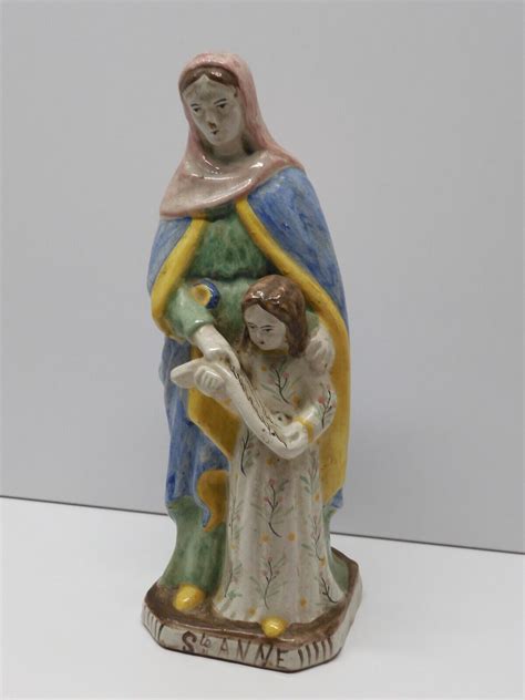 Statue Sainte Anne Terre Cuite Emaillee Xviiie Religion Collection