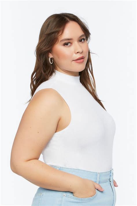 Plus Size Ribbed Mock Neck Bodysuit