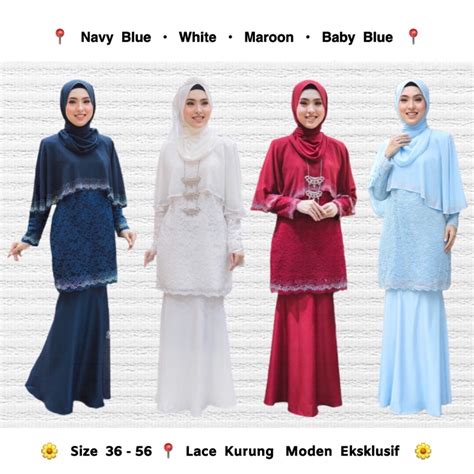 36 56 Mawar Kurung Moden Cape Kurung Lace Kurung Moden