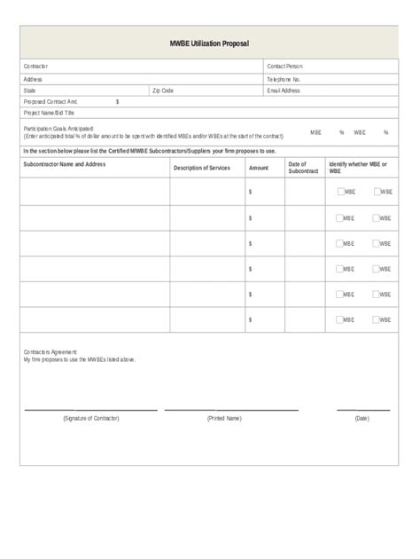 Mwbe Utilization Plan New York City Criminaljustice Ny Doc Template