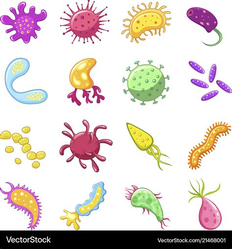 Bacteria And Germs Icon Set Royalty Free Vector Image