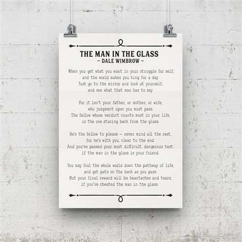 The Man In The Glass Poem Print Guy In The Glass Dale Etsy