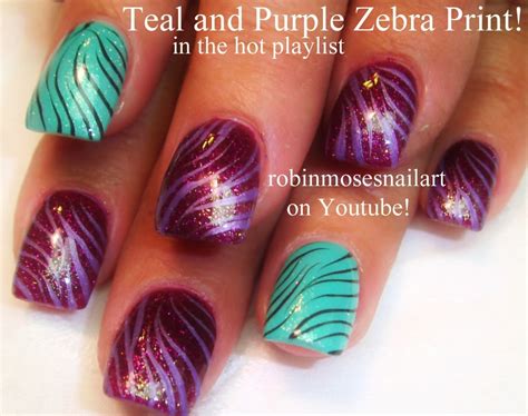 Robin Moses Nail Art: "zebra nails" "teal zebra nails" "purple zebra ...