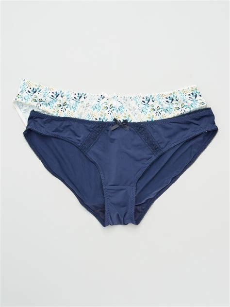 Lot De 2 Shorties Envie De Lingerie Bleu Marine Blanc Kiabi 8 00