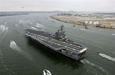 With Its Crew Manning The Rails The Us Navy S Usn Newest And Most