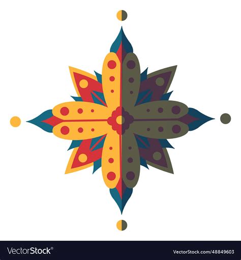 Flat mandala blue red Royalty Free Vector Image