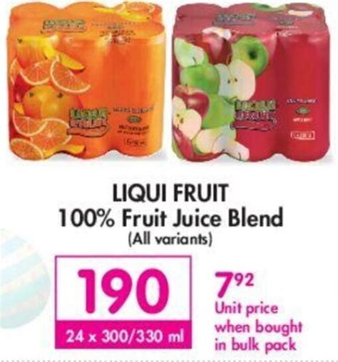 Liqui Fruit 100 Fruit Juice Blend 24 X 300 330ml Offer At Makro