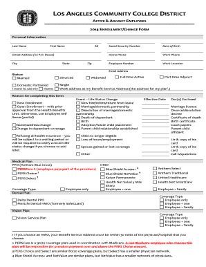 Fillable Online Laccd 2014 Enrollment Change Form For Active Adjunct